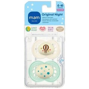 MAM Original Night Glow in the Dark Pacifiers, 6-16 Months, 2-Pack